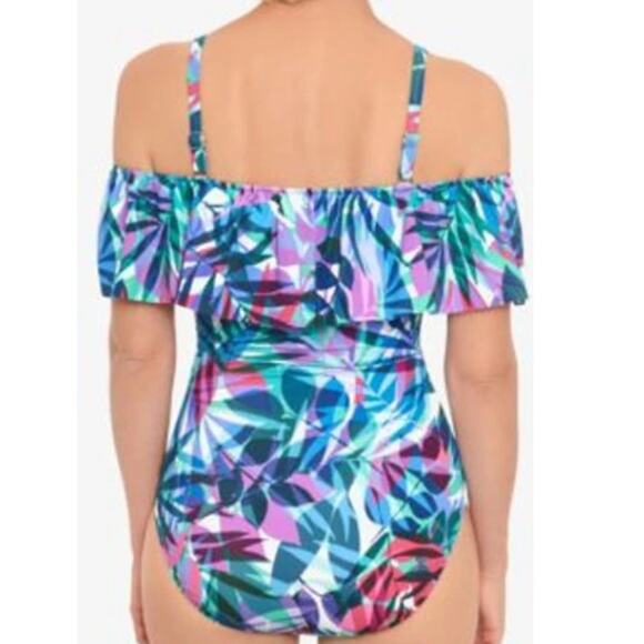 Swim Solutions Waist Minimizer Off the Shoulder One Piece Swimsuit Women's 16 - Picture 11 of 11